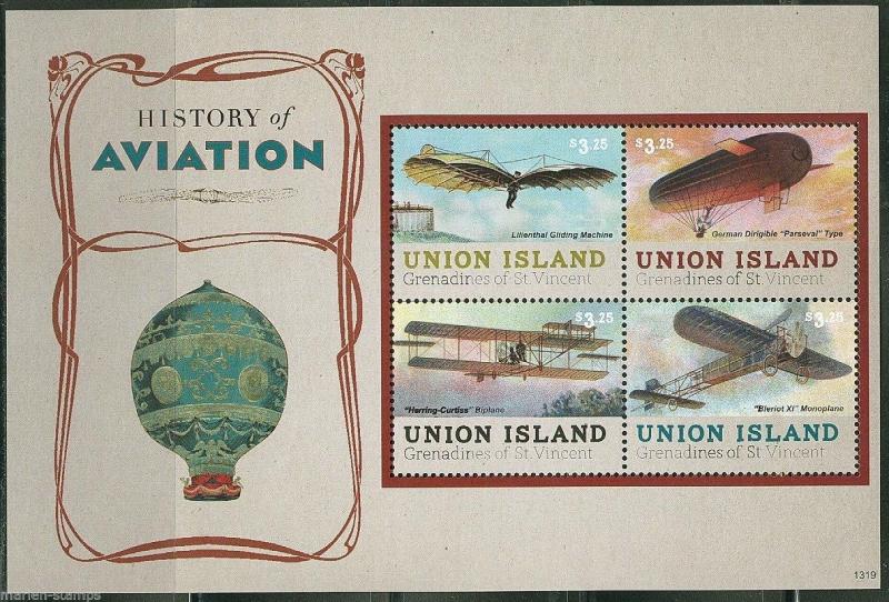 UNION ISLAND HISTORY OF AVIATION   SHEET  MINT NH