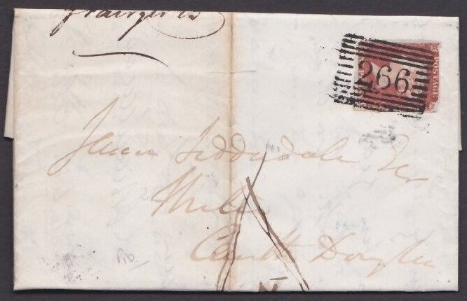 GB SCOTLAND 1845 folded entire NEW GALLOWAY namestamp in blue..............A1989 