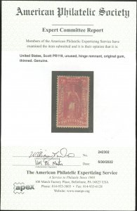 U.S. #PR119 MINT WITH APS CERT