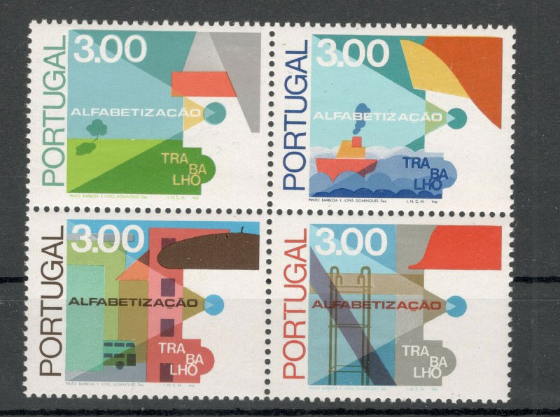 PORTUGAL -MNH** BLOCK OF 4 STAMPS-Fight against illiteracy-1976.