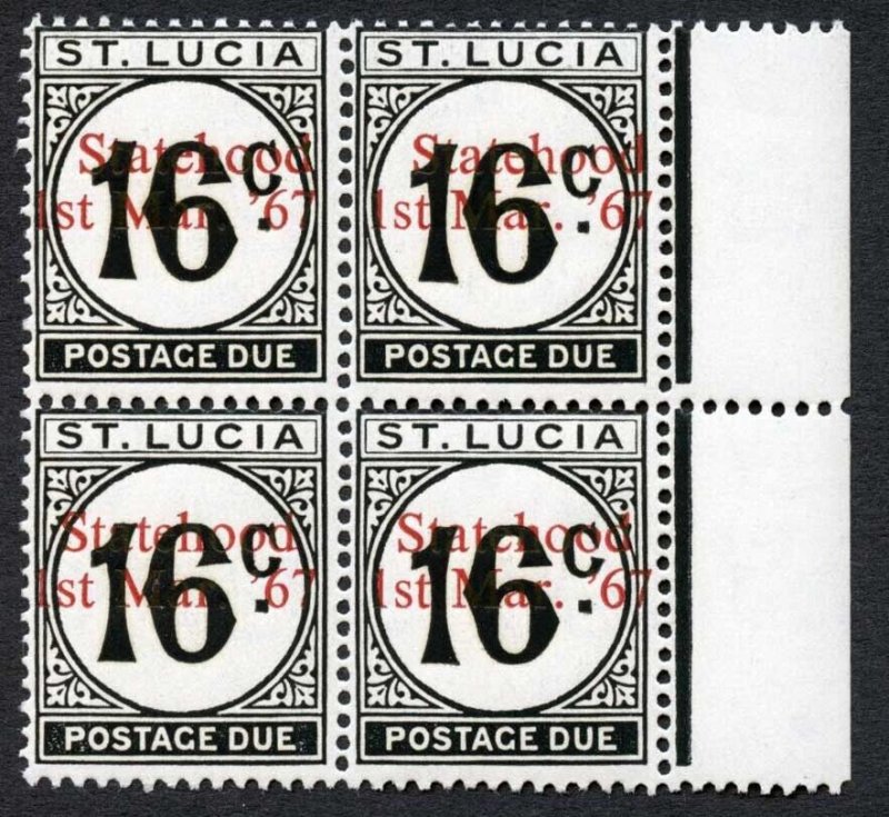 St Lucia SGD10a 16c post Due 1967 UNISSUED Statehood Opt U/M
