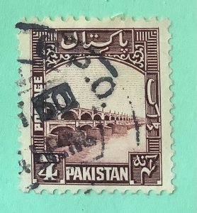 Pakistan 1948 Scott 33 used - 4a,  Lloyd Barrage, Sukkur Barrage