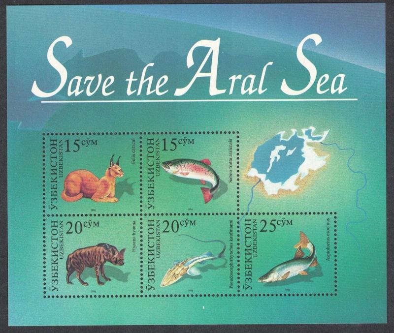 Uzbekistan Animals Fish - Save the Aral Sea MS SG#MS116