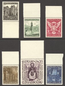 Luxembourg Scott B137-B142 MNHOG - 1947 Enternach Basilica - SCV $40.00