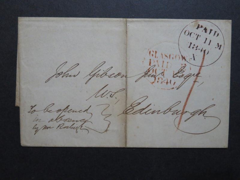 Scotland Glasgow 1840 Stampless Cover to London / No Letter  - Z8693