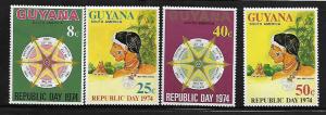 GUYANA 188-191 MINT HINGED, REPUBLIC DAY SET 1974