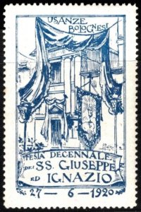 1920 Italy Poster Stamp 10th Anniversary Celebration Of Saint Giuseppe Ignazio