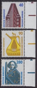 GERMANY BUND [1988] MiNr 1379-81 ( **/mnh ) [03] Sehenswürdigkeiten Rand re