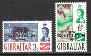 GIBRALTAR 1964 NEW CONSTITUTION Set Sc 165-166 MNH