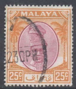 Malaya Trengganu Scott 62 - SG80, 1949 Sultan 25c used