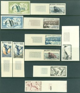 EDW1949SELL : F.S.A.T. 1956-59 Sc #2-7, 12-14, C1-2 All Imperf Cplt sets VF MNH.