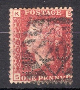 PENNY RED PLATE 193 WITH 'B & T' PERFIN