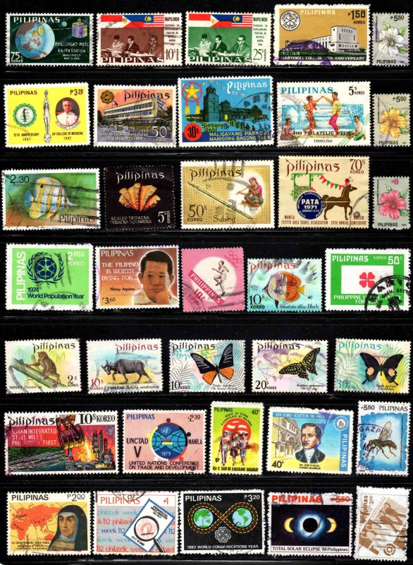 Philippines ~ Lot of 177 Different Post 1959 Stamps ~ Used, MX Cond. (see pix)