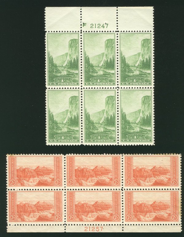 US #740 - 741  PLATE BLOCKS, VF mint never hinged, Fresh Plates,  Nice!