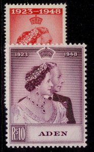 ADEN GVI SG30-31, 1949 ROYAL SILVER WEDDING set, NH MINT. Cat £40.