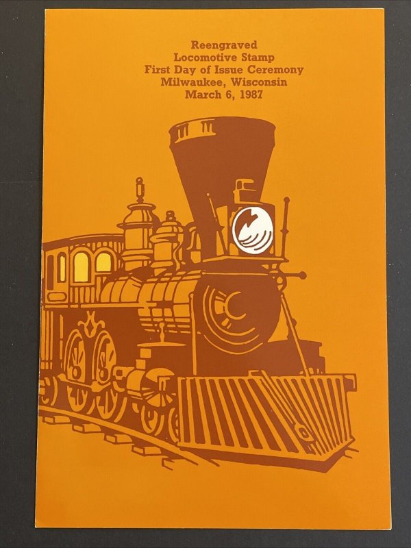 1987 Locomotive Stamp First Day Ceremony Program Sc# 2226 Signed Lionel Aldridge