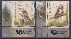 Lithuania, Fauna, Birds, Owls MNH / 2014