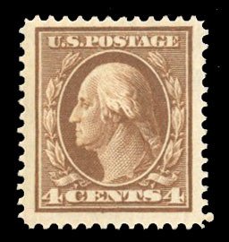 United States, 1910-30 #377 Cat$27.50, 1910 4c brown, hinged, well centered w...