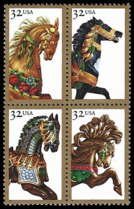 PCBstamps   US #2976/2979a Block $1.28(4x32c)Carousel Horses, MNH, (11)