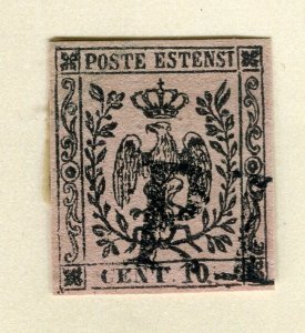 ITALY MODENA; 1852 Forged Coat of Arms Imperf 15c. issue , fine Reference item