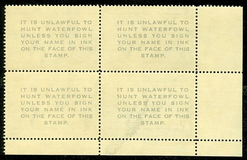 EDW1949SELL : USA 1956 Scott #RW23 Choice MNH Block of 4 with PL # Retail $260+