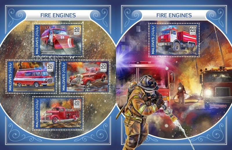 Z08 MLD18205ab MALDIVES 2018 Fire engines MNH ** Postfrisch