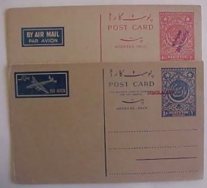 BANGLADESH POSTAL CARDS 2 DIFF 1 INCLUDES 1 DOUBLE BOTH WITH OVERPRINTS