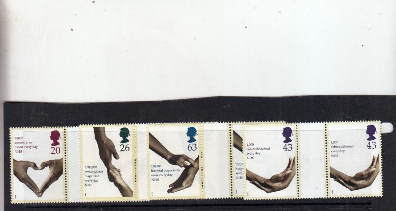 1998 NHS 50th anniversary GUTTER PAIRS SG2046-SG2049 UMM/MNH