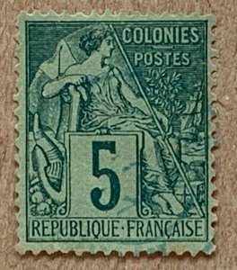 French Colonies 1881 5c Commerce, used. Scott 49, CV $3.25