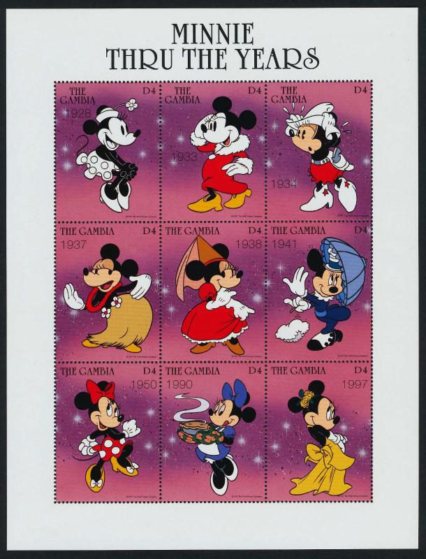 Gambia 1910 MNH Disney, Minnie thru the Years