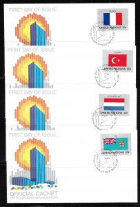 United Nations NY 325-340 1980 Flags Headquarters Cachet First Day Cover