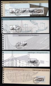 Denmark 1284-1287 used complete set of prestige booklet panes Viking ships