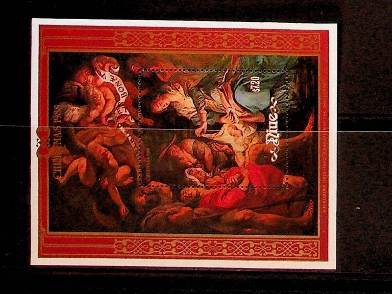 NIUE Sc 568 NH SOUVENIR SHEET OF 1988 - CHRISTMAS - ART - (DF25)
