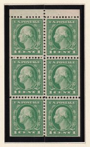 1917 Sc 498e MNH 1c green, nice OG booklet XF+ pane of 6 (C4