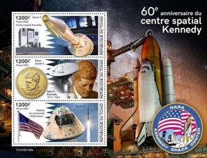 Chad - 2022 Kennedy Space Center - 3 Stamp Sheet - TCH220138a