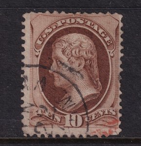 1870 Jefferson Sc 150 used 10c brown, sound single stamp (15