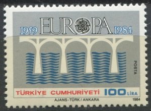 Turkey Sc#2276 MNH, 100L gray & multi, Europa (C.E.P.T.) 1984 - Bridge-25th A...