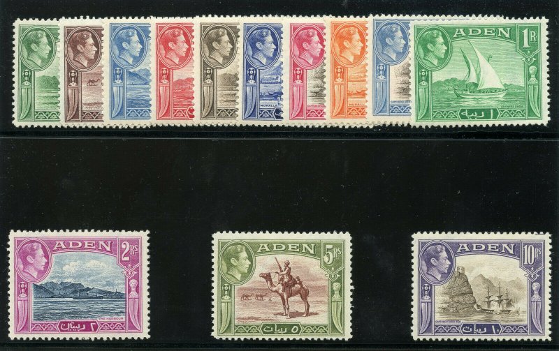 Aden 1939 KGVI set complete MLH. SG 16-27. Sc 16-27.