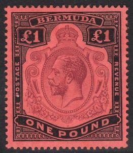 BERMUDA SG55 1918 £1 PURPLE & BLACK/RED MTD MINT