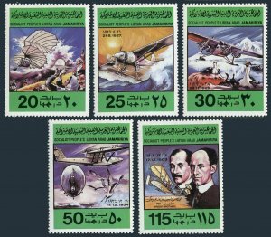 Libya 769-773,MNH.Michel 682-686. 1978.Gilder,Plane,Zeppelin,Icarus.Birds