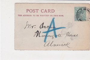 England 1902 R & G Brown Builders Amble Cancel Stamp Card to Alnwick Ref 34852