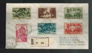 1937 Conakry French Guinea Registered Cover to USA Colonial Exposition Set