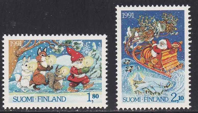 Finland # 874-875, Christmas - Santa in Sleigh, NH, 1/2 Cat.