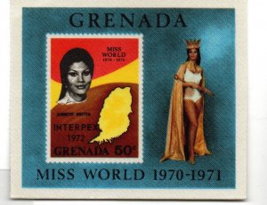 Grenada Scott 408a Souvenir Sheet with Interpex 1972 Overprint NH