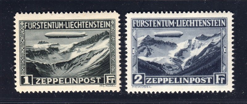 LIECHTENSTEIN: Scott #C7 & C8 ZEPPELIN Set Mint Hinged