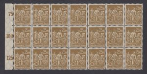 Germany Sc 225, Mi 243 MNH 1923 25m ochre Farmers, block of 21, full selvage, VF