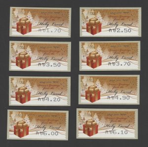 2010 Israel Christmas ATM Vending Machine Labels, Complete Set of 8 MNH #001