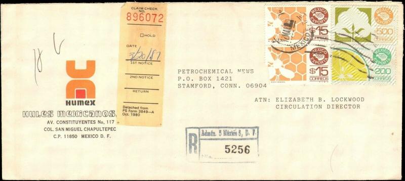 MEXICO 1987 REGISTERED EXPORTA ISSUES