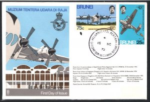 BRUNEI Air Mail FDC FLOWN COVER Aviation Museum RAF Brize Norton 1972 KA58