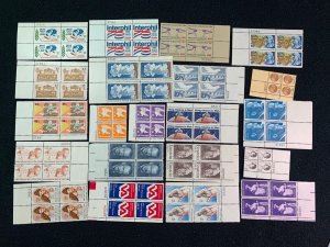 USA - Scott 1576  / / 1832 - 10 and 15 cent plate blocks  - lot of 20 diff - MNH